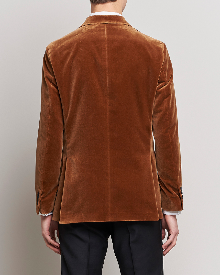 Men | Blazers | Oscar Jacobson | Farris Tuxedo Velvet DB Blazer Brown