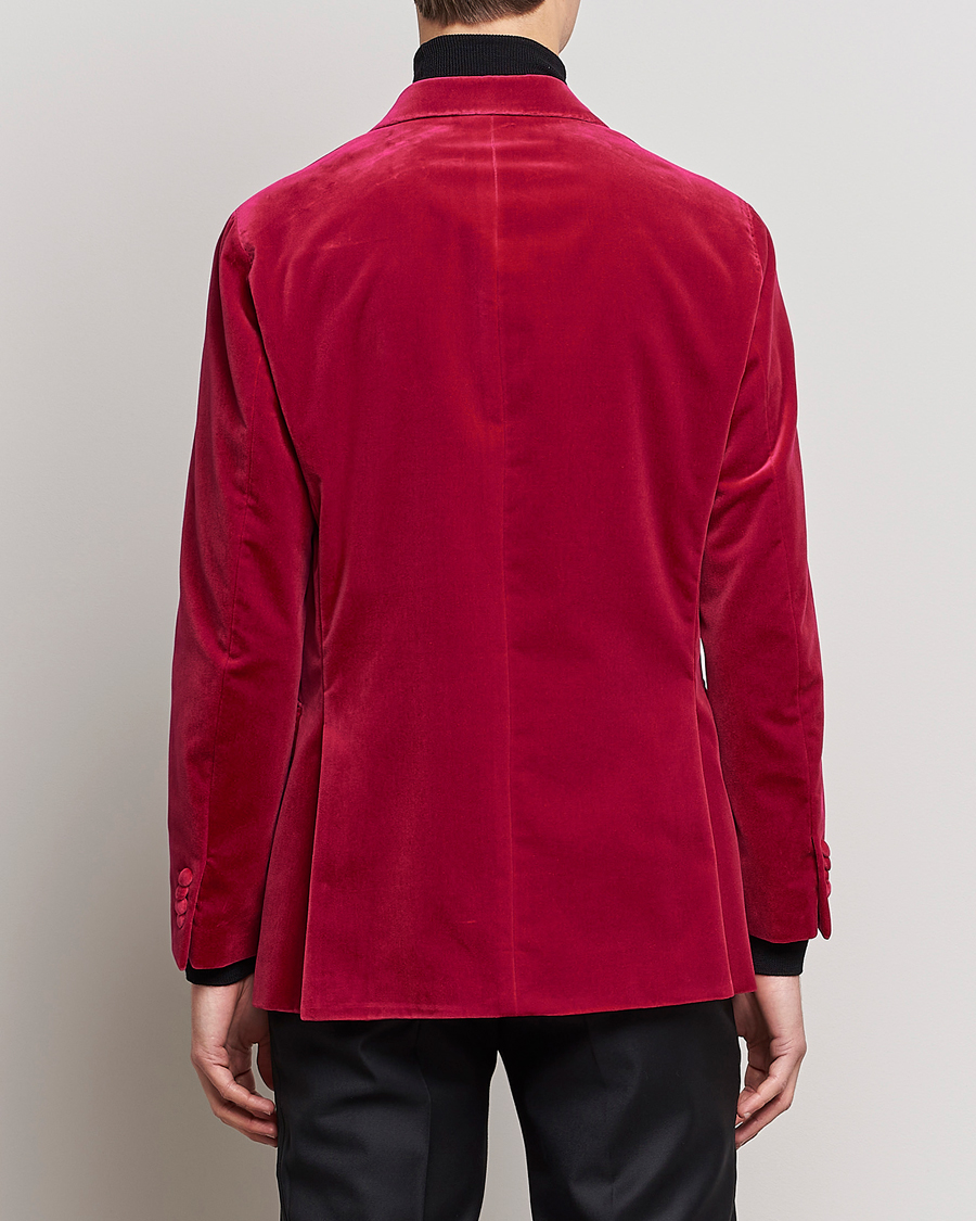 Men | Blazers | Oscar Jacobson | Farris Double Breasted Velvet Blazer Pink Berries