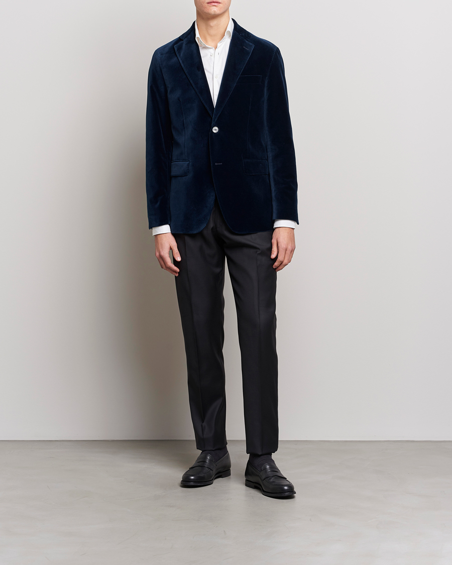 Men | Clothing | Oscar Jacobson | Fogerty Velvet Blazer Navy