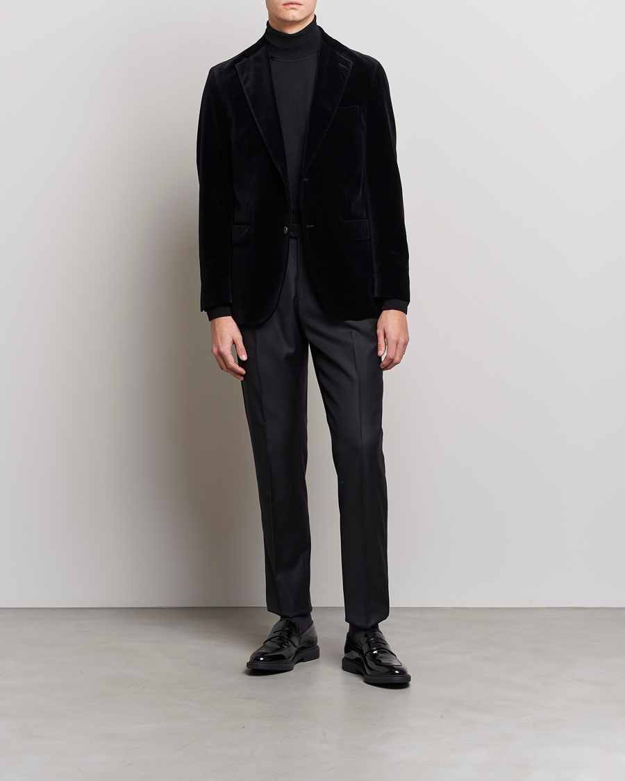 Men | Clothing | Oscar Jacobson | Fogerty Velvet Blazer Black