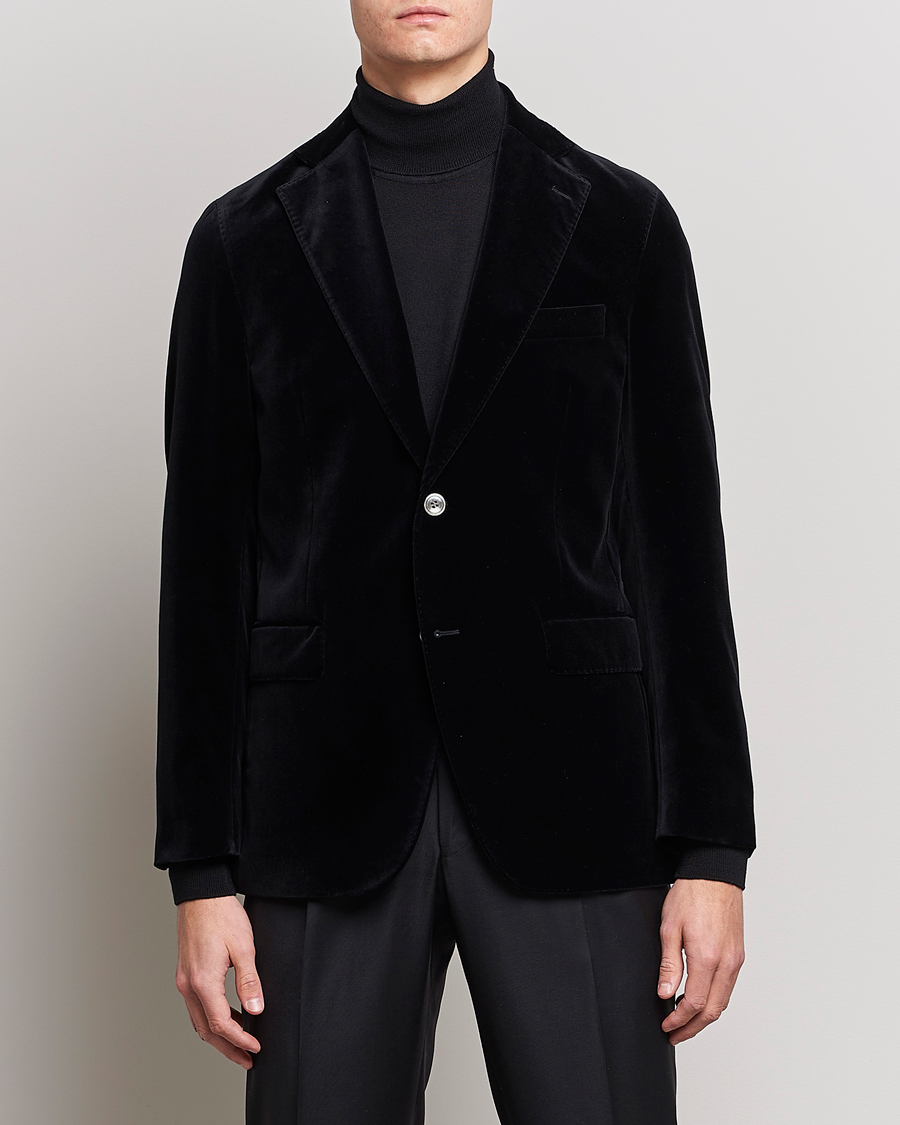 Men | Cotton Blazers | Oscar Jacobson | Fogerty Velvet Blazer Black