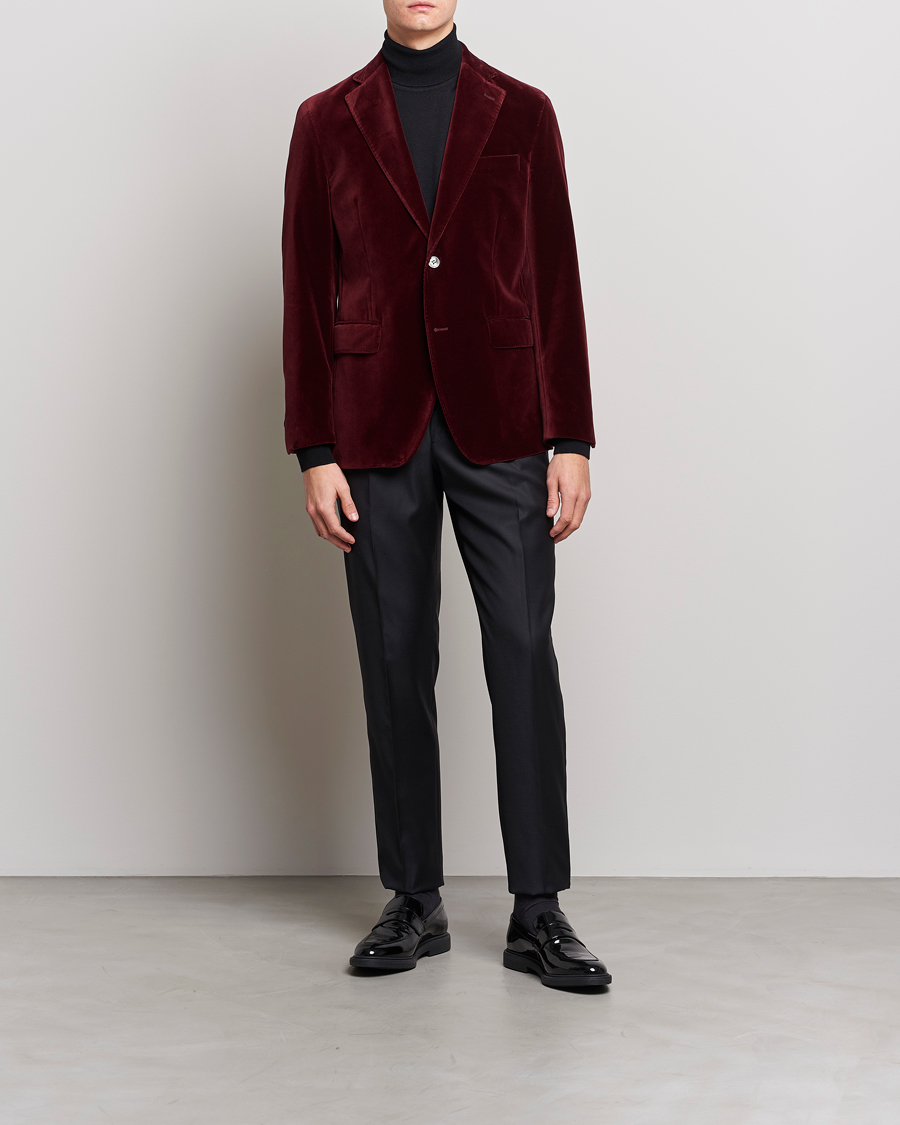 Men | Blazers | Oscar Jacobson | Fogerty Velvet Blazer Wine