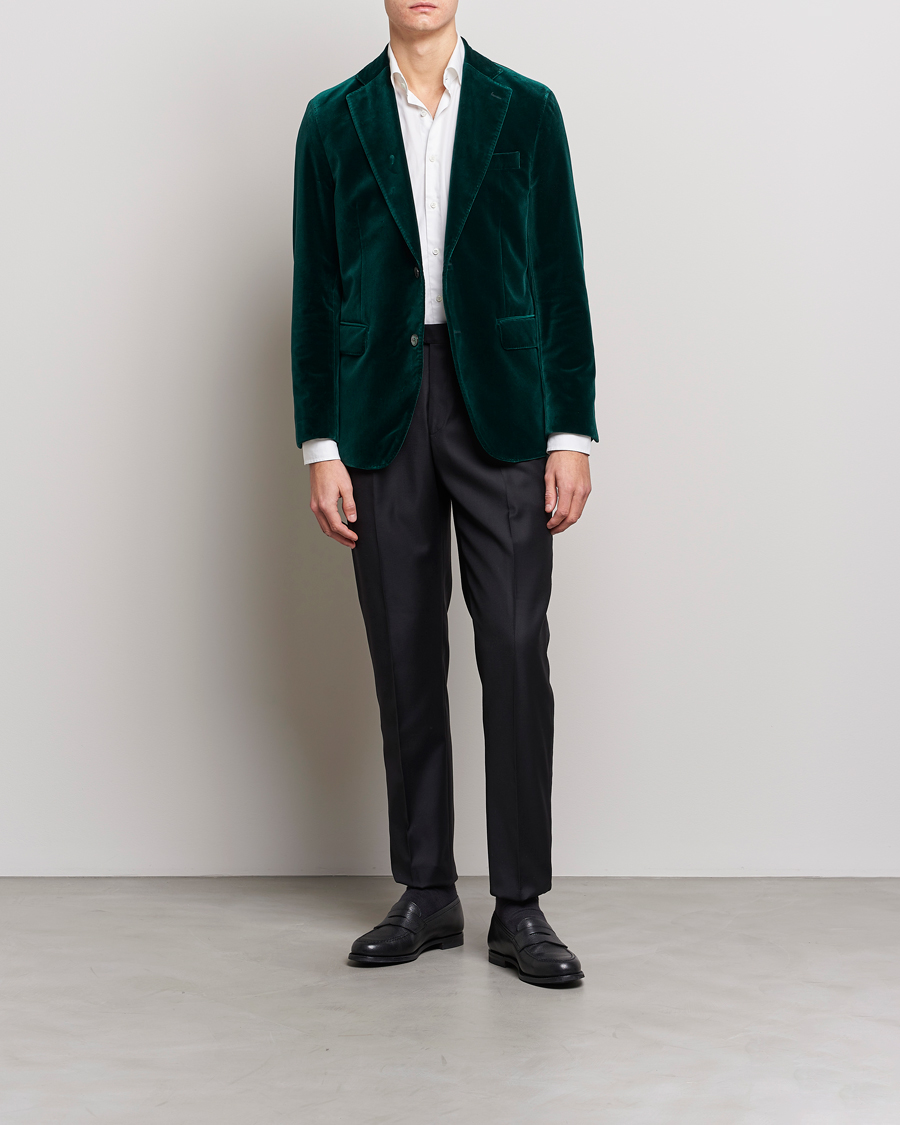 Men | Clothing | Oscar Jacobson | Fogerty Velvet Blazer Green