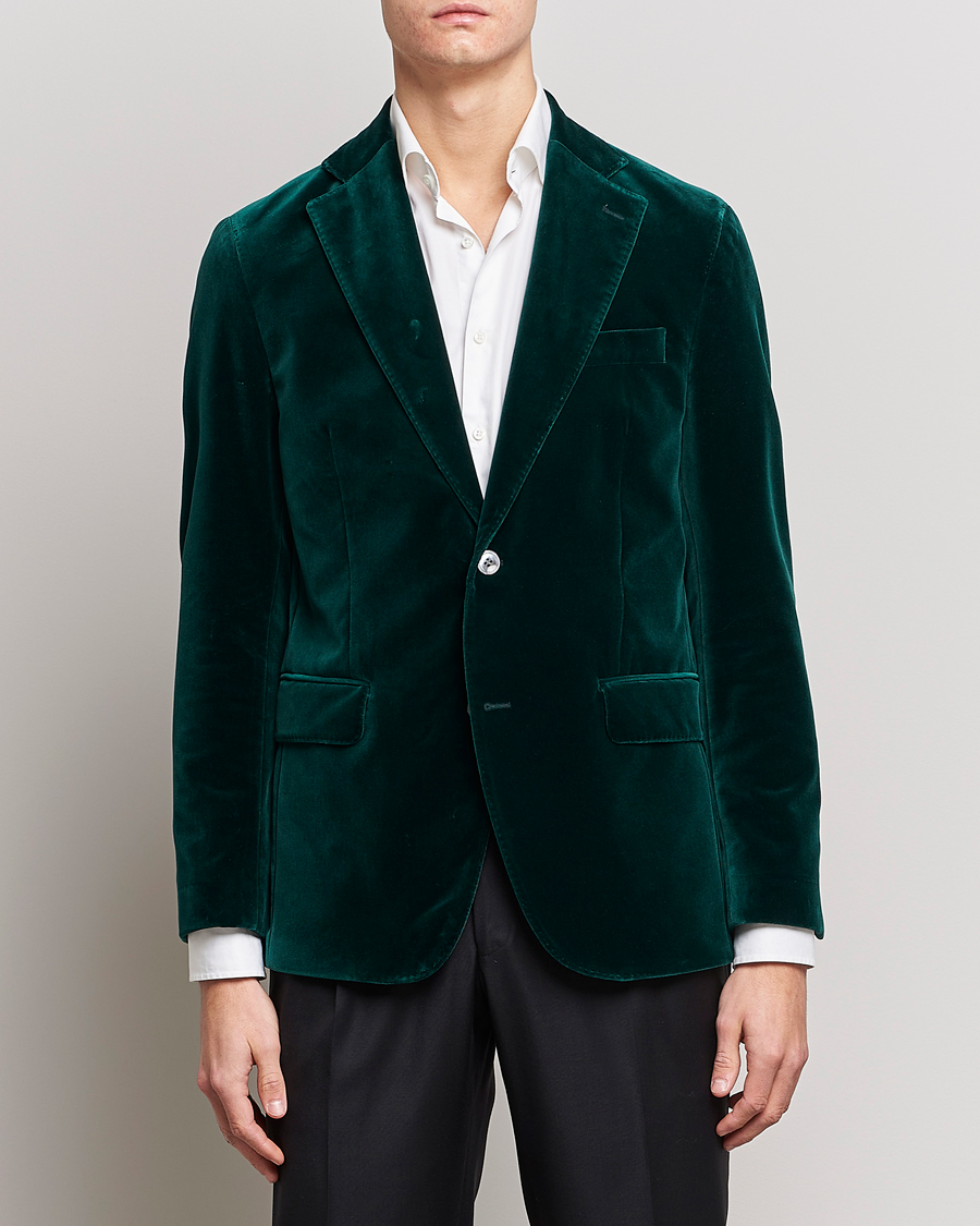 Men | Cotton Blazers | Oscar Jacobson | Fogerty Velvet Blazer Green