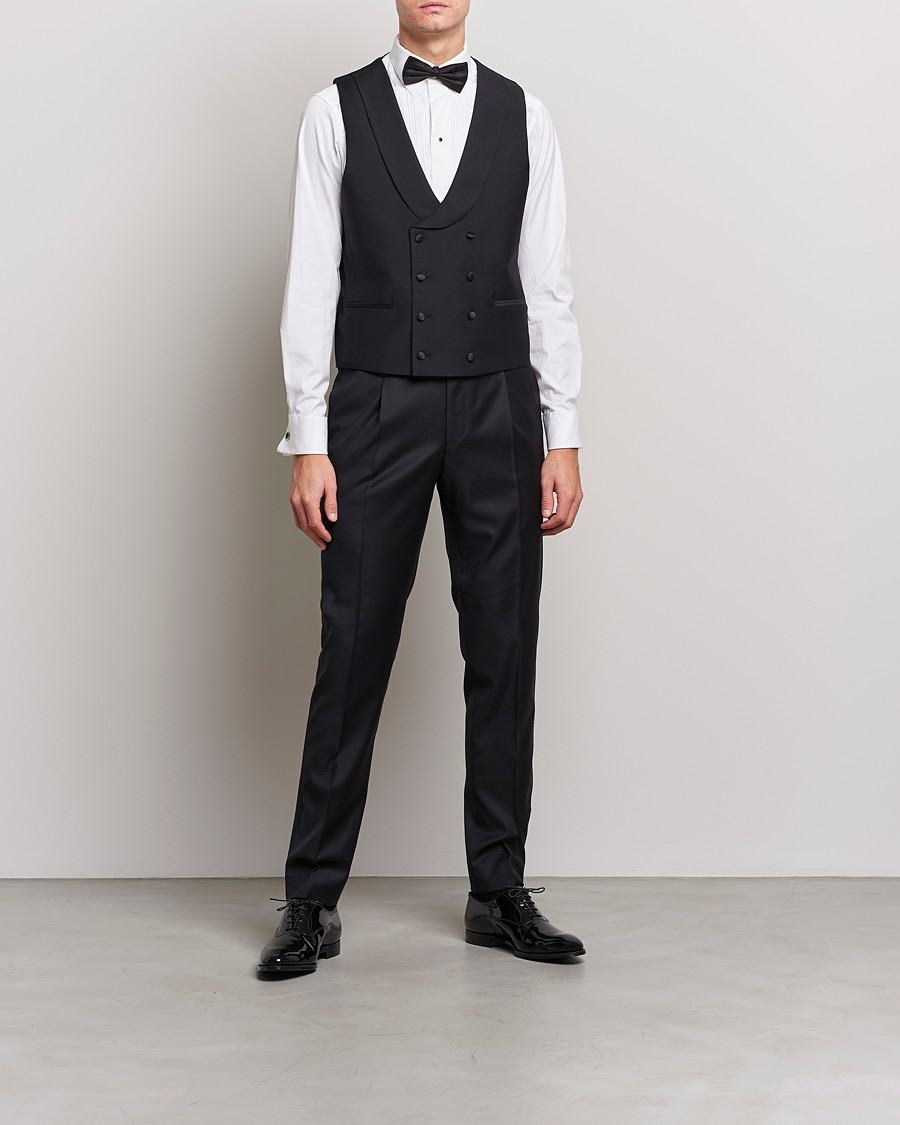 Men | Blazers | Oscar Jacobson | Hale Wool Tuxedo Waistcoat Black