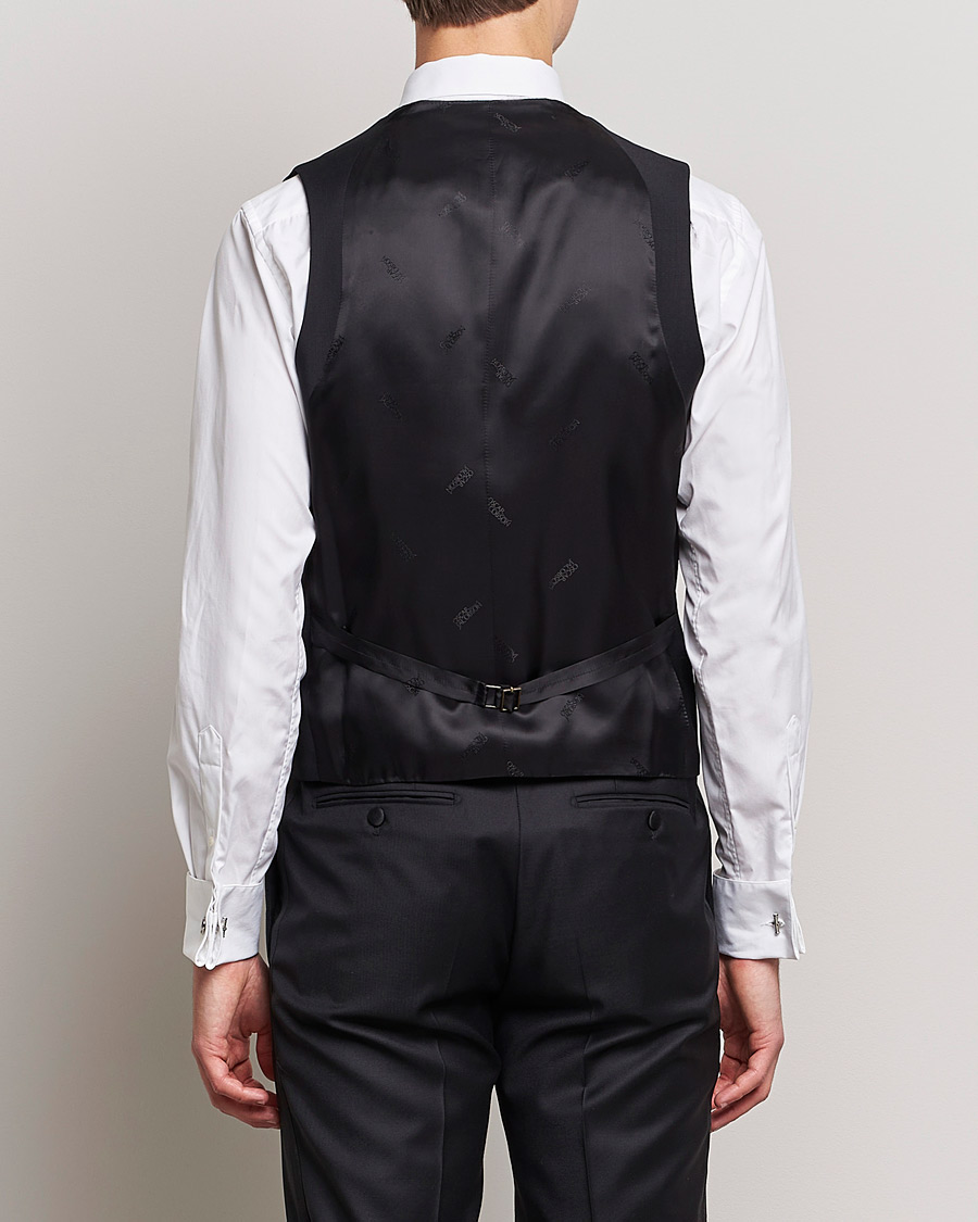 Men | Blazers | Oscar Jacobson | Hale Wool Tuxedo Waistcoat Black