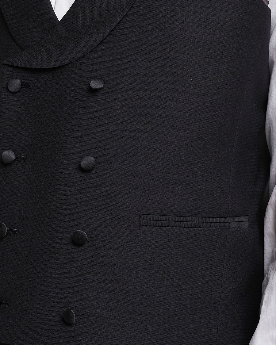 Men | Blazers | Oscar Jacobson | Hale Wool Tuxedo Waistcoat Black