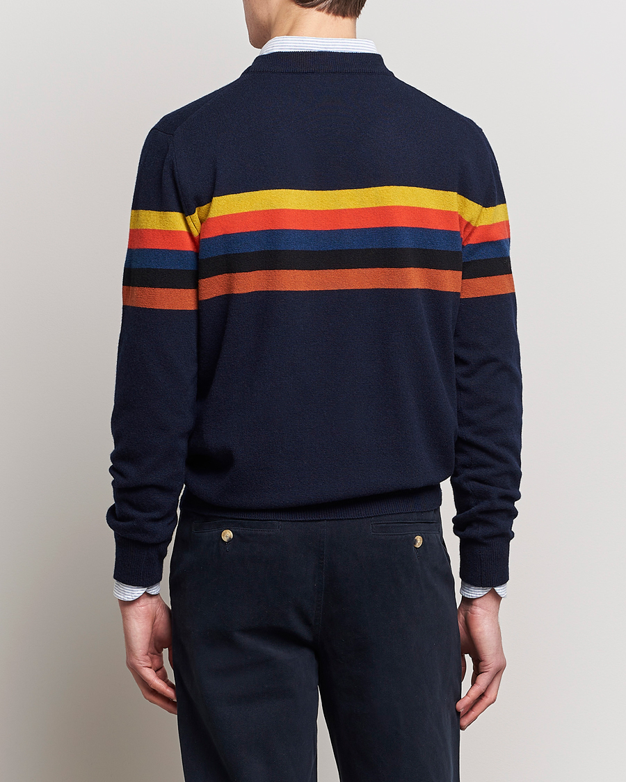 Men | Sweaters & Knitwear | Paul Smith | Wool Stripe Knitted Crew Neck Navy
