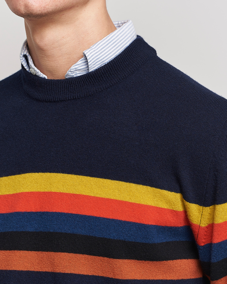 Men | Sweaters & Knitwear | Paul Smith | Wool Stripe Knitted Crew Neck Navy