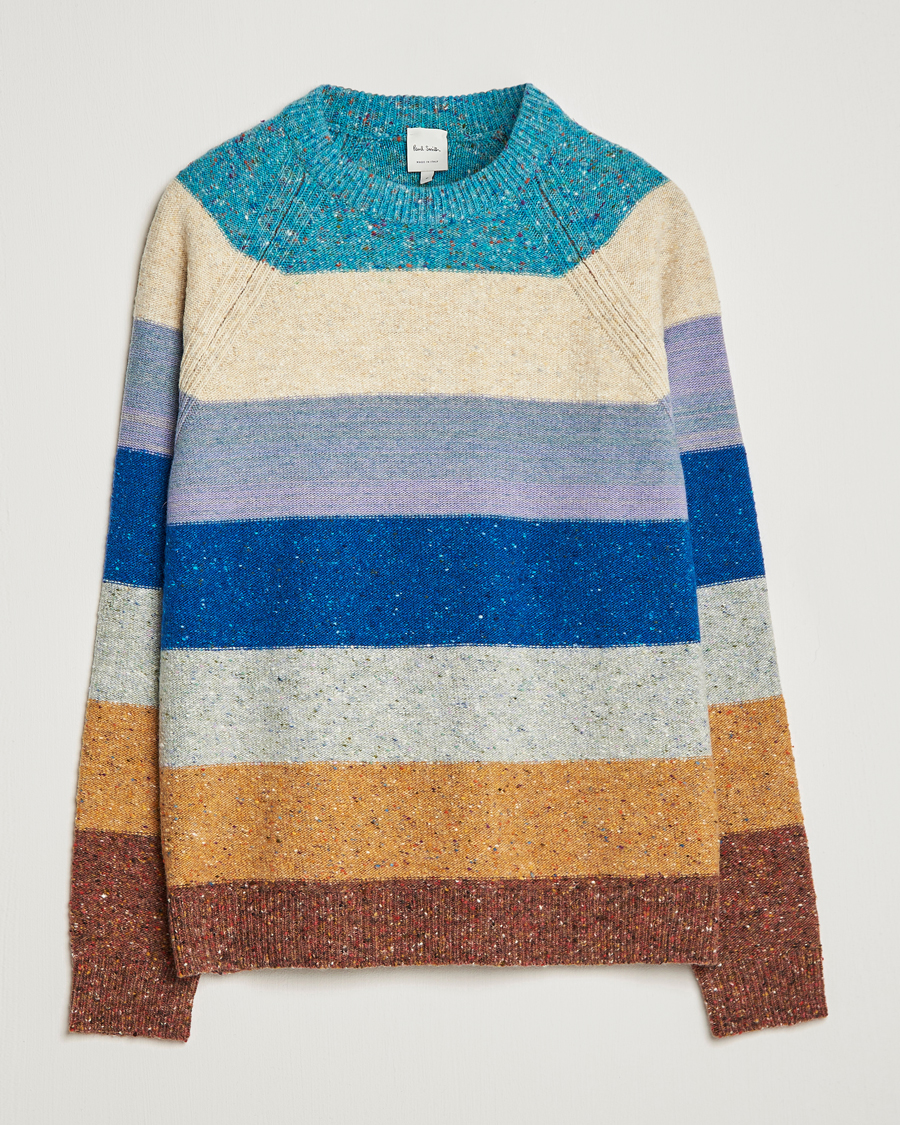 Men | Sweaters & Knitwear | Paul Smith | Heavy Knitted Stripe Sweater Blue