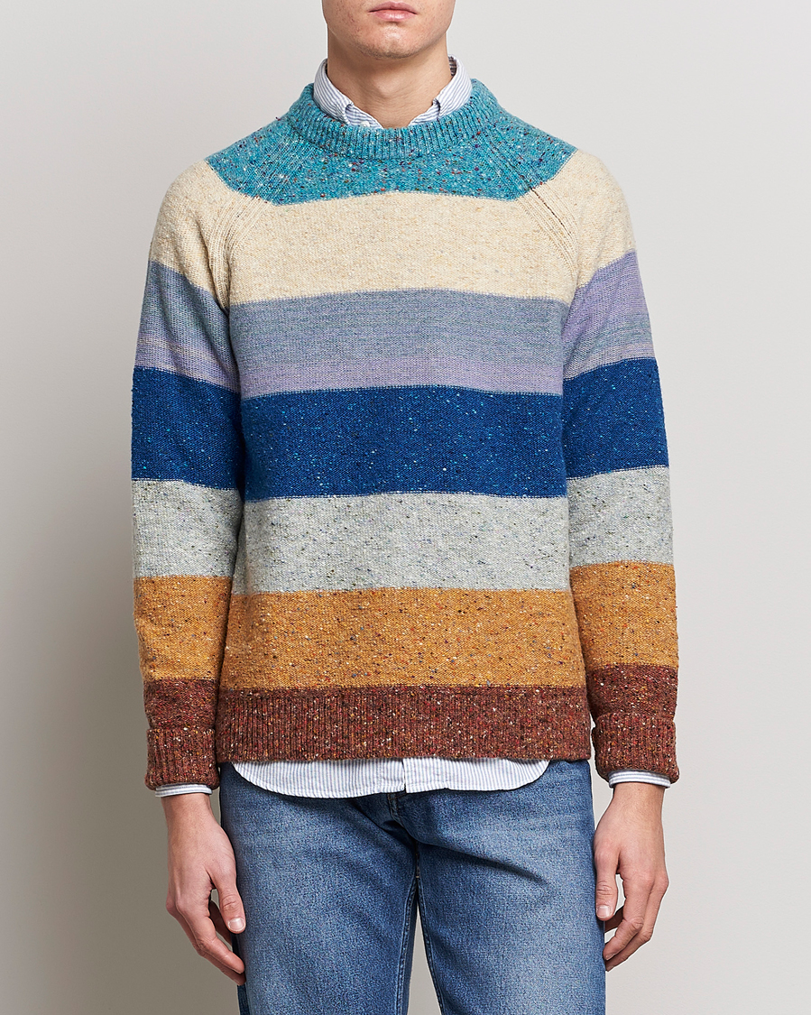 Men |  | Paul Smith | Heavy Knitted Stripe Sweater Blue