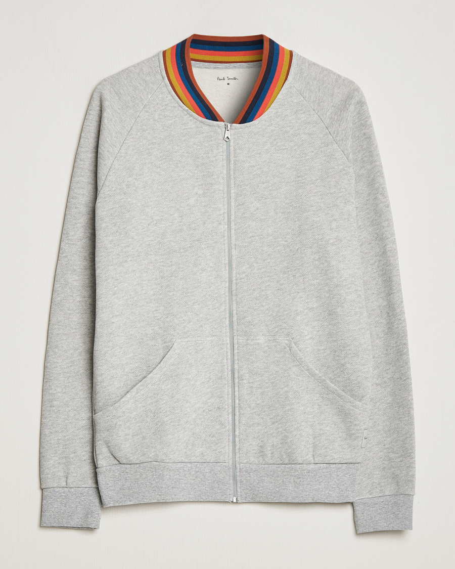 Men | Paul Smith Bright Stripe Sweat Full Zip Grey | Paul Smith | Bright Stripe Sweat Full Zip Grey