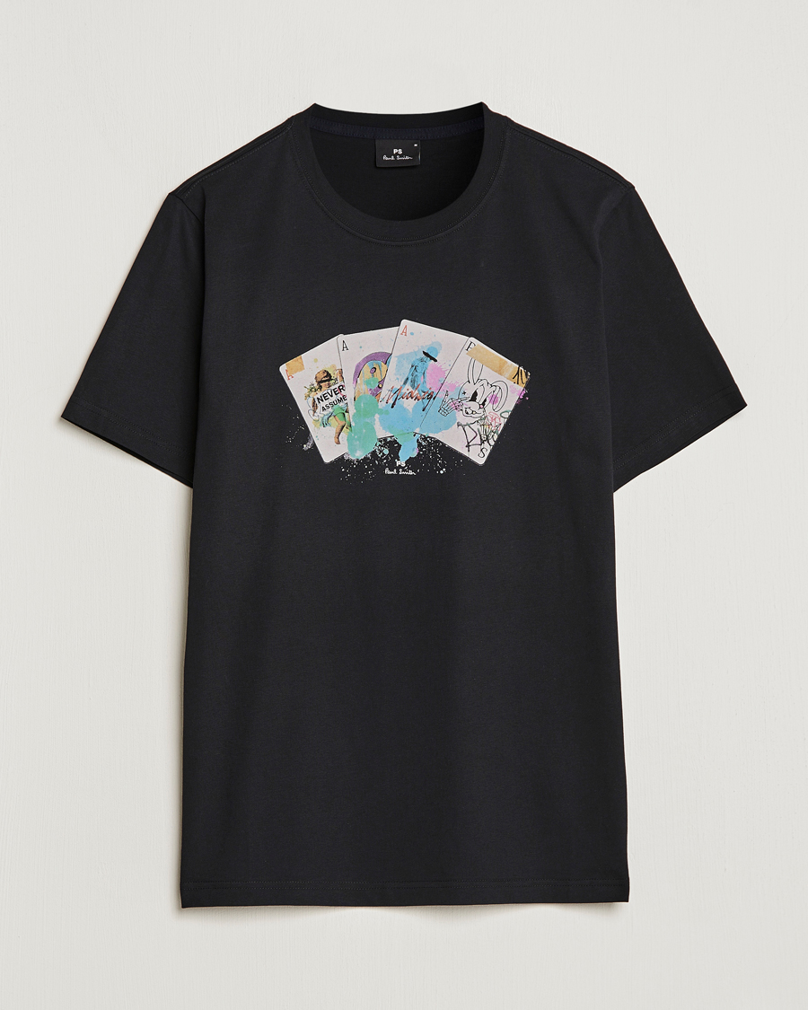 Men | T-Shirts | PS Paul Smith | Card Regular Organic Cotton T-shirt Black