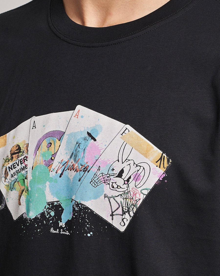 Men | T-Shirts | PS Paul Smith | Card Regular Organic Cotton T-shirt Black