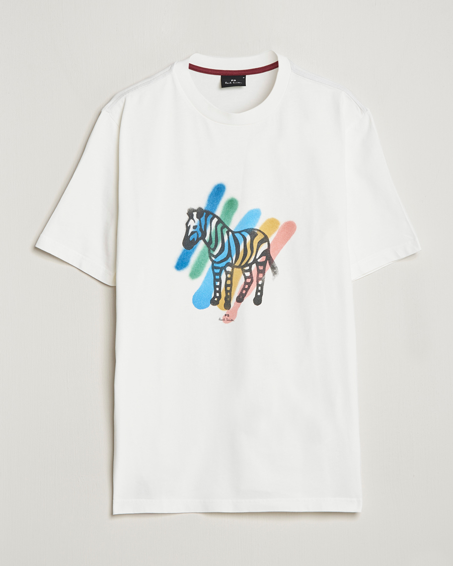Men | T-Shirts | PS Paul Smith | Heavy Organic Cotton Zebra Tee Ecru
