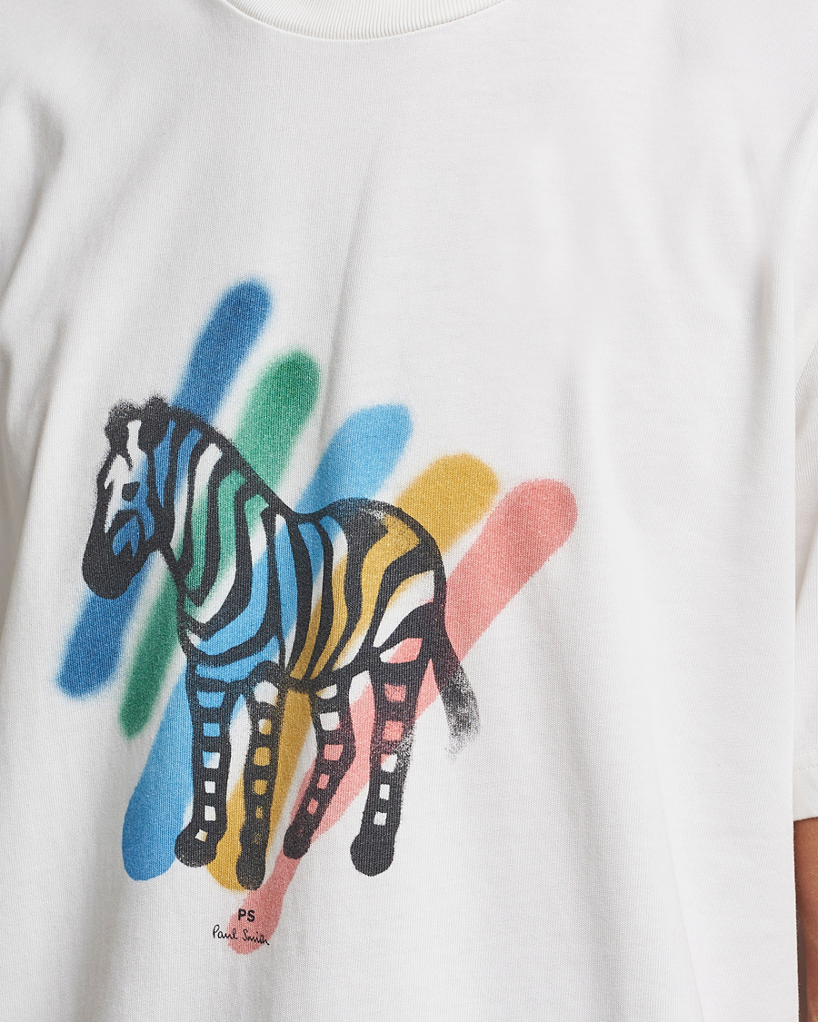 Men | T-Shirts | PS Paul Smith | Heavy Organic Cotton Zebra Tee Ecru