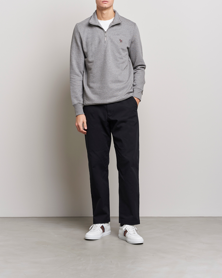 Men | Sweaters & Knitwear | PS Paul Smith | Organic Cotton Zebra Half Zip Grey Melange