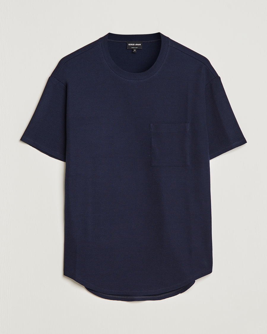 Men | T-Shirts | Giorgio Armani | Cotton/Cashmere T-Shirt Navy