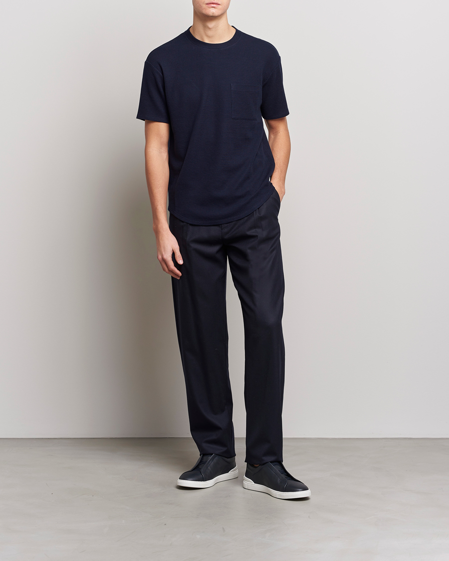Men | T-Shirts | Giorgio Armani | Cotton/Cashmere T-Shirt Navy