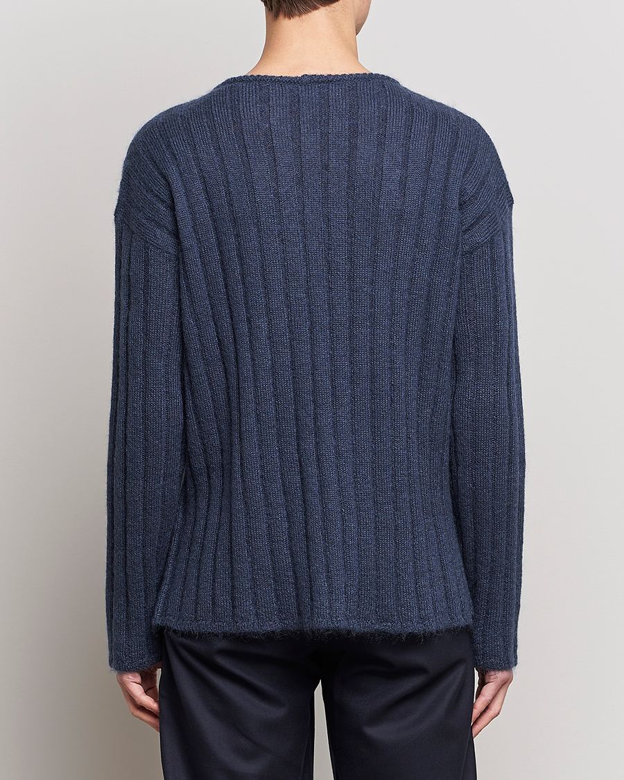 Men | Sweaters & Knitwear | Giorgio Armani | Rib Stitch Mohair Sweater Navy