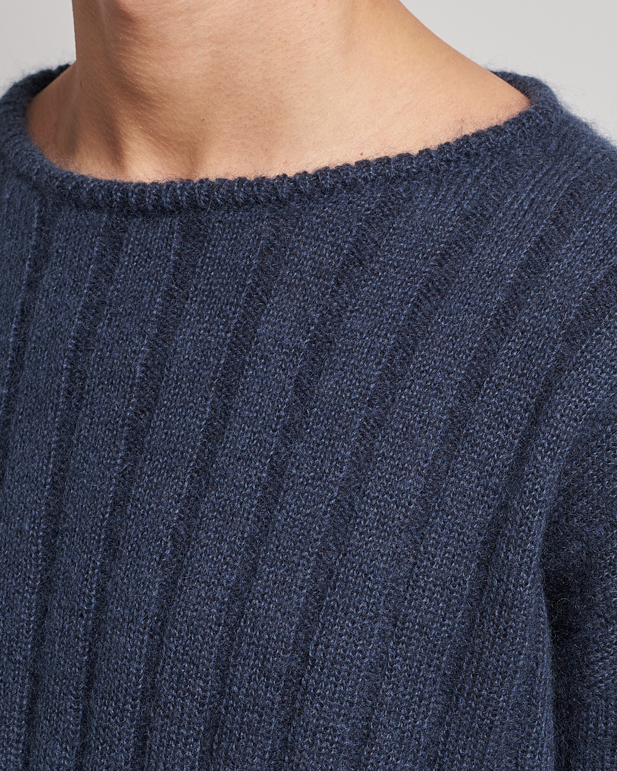 Men | Sweaters & Knitwear | Giorgio Armani | Rib Stitch Mohair Sweater Navy