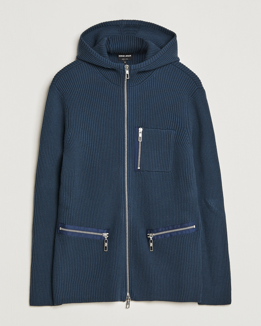 Men | Sweaters & Knitwear | Giorgio Armani | Cardigan Zip Jacket Navy
