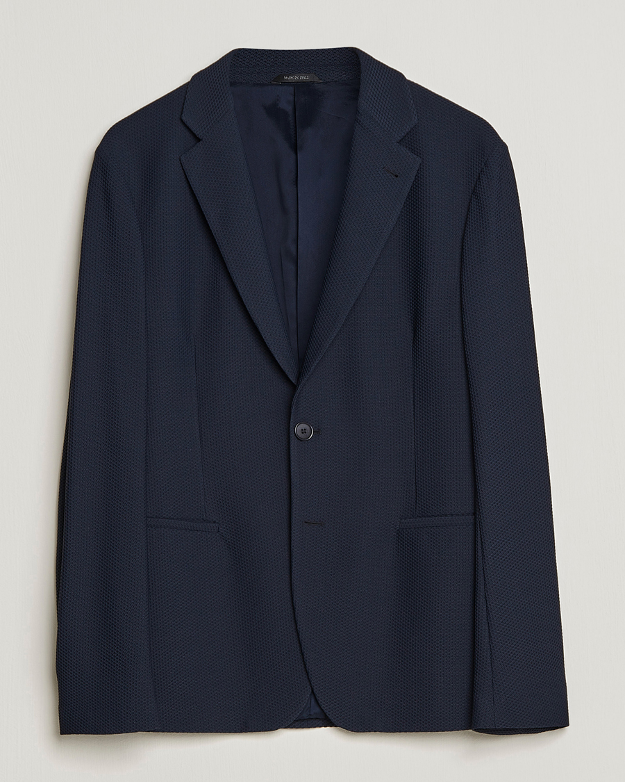 Men | Blazers | Giorgio Armani | Single Breasted Mesh Blazer Navy