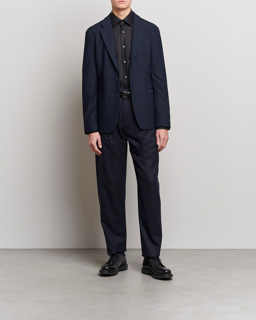 Men | Blazers | Giorgio Armani | Single Breasted Mesh Blazer Navy