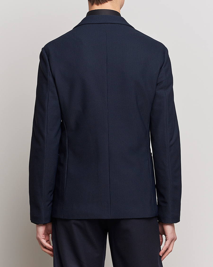 Men | Blazers | Giorgio Armani | Single Breasted Mesh Blazer Navy
