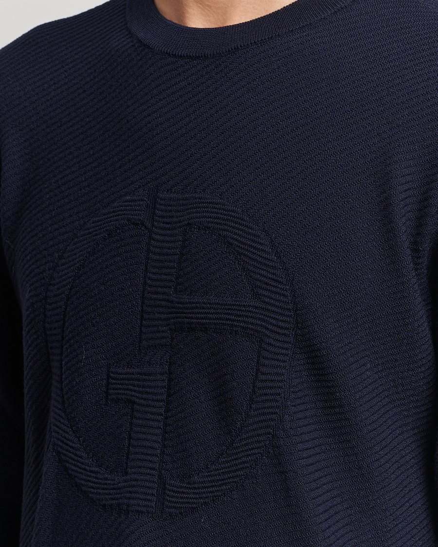 Men | Sweaters & Knitwear | Giorgio Armani | Diagonal Logo Pullover Navy