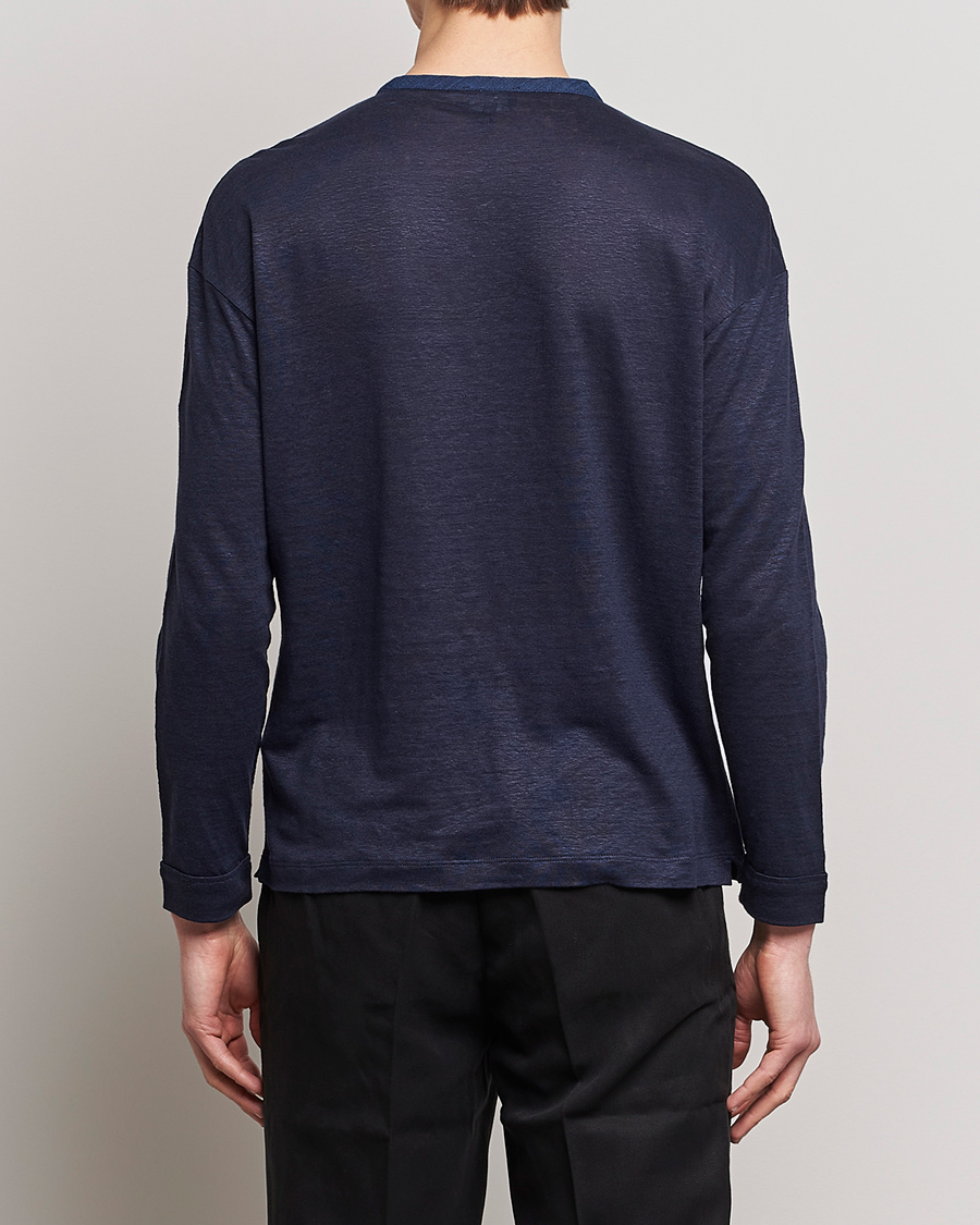 Men | Sweaters & Knitwear | Giorgio Armani | Linen Henley Navy