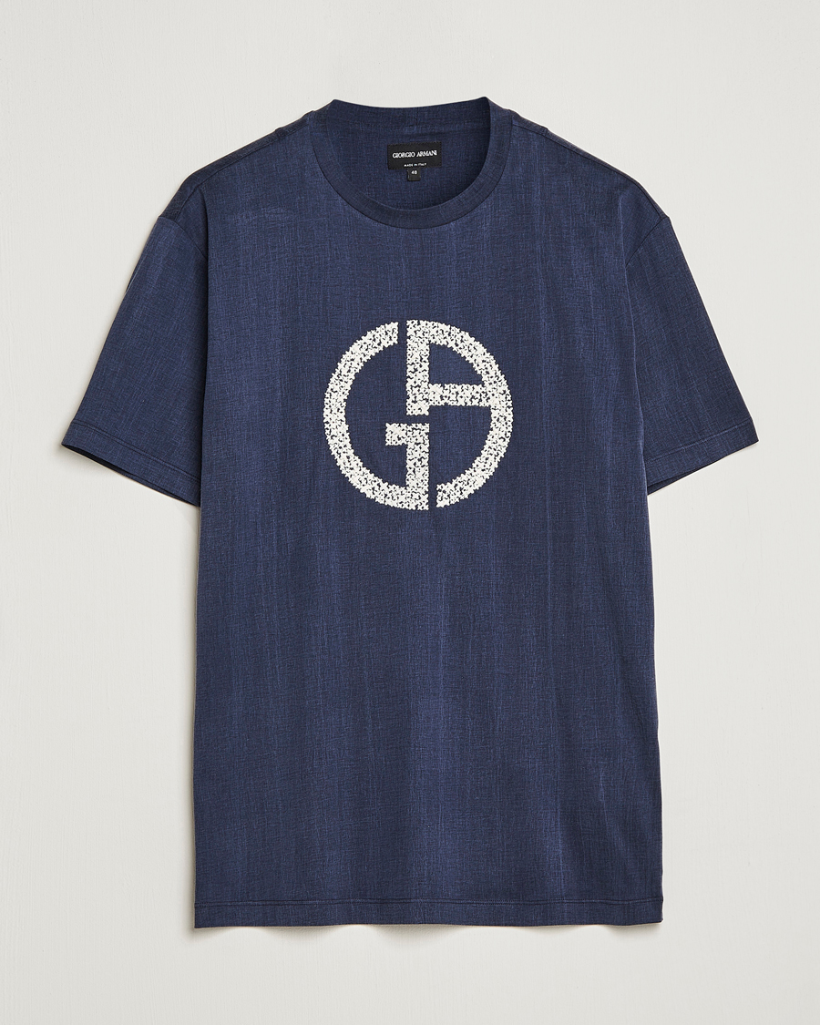 Men | T-Shirts | Giorgio Armani | Cupro Logo T-Shirt Navy
