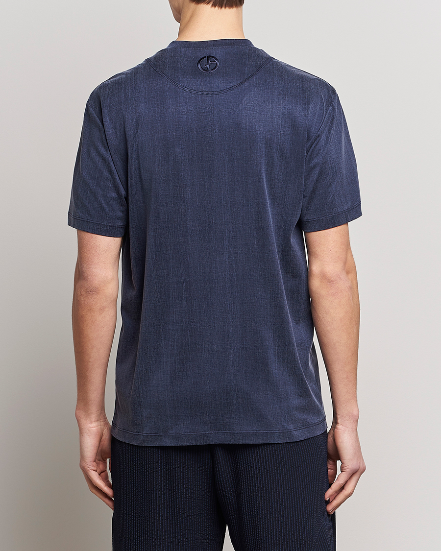 Men | T-Shirts | Giorgio Armani | Cupro Logo T-Shirt Navy