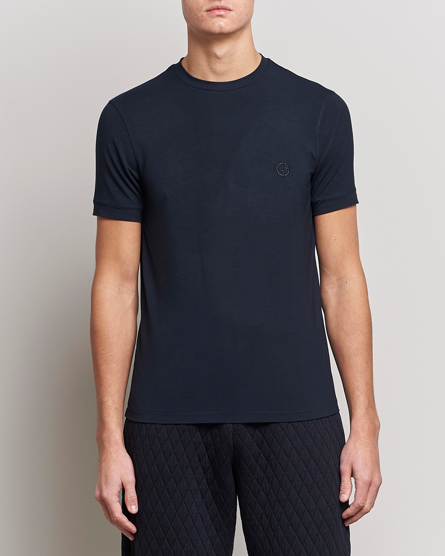 Men |  | Giorgio Armani | Embroidered Logo T-Shirt Navy