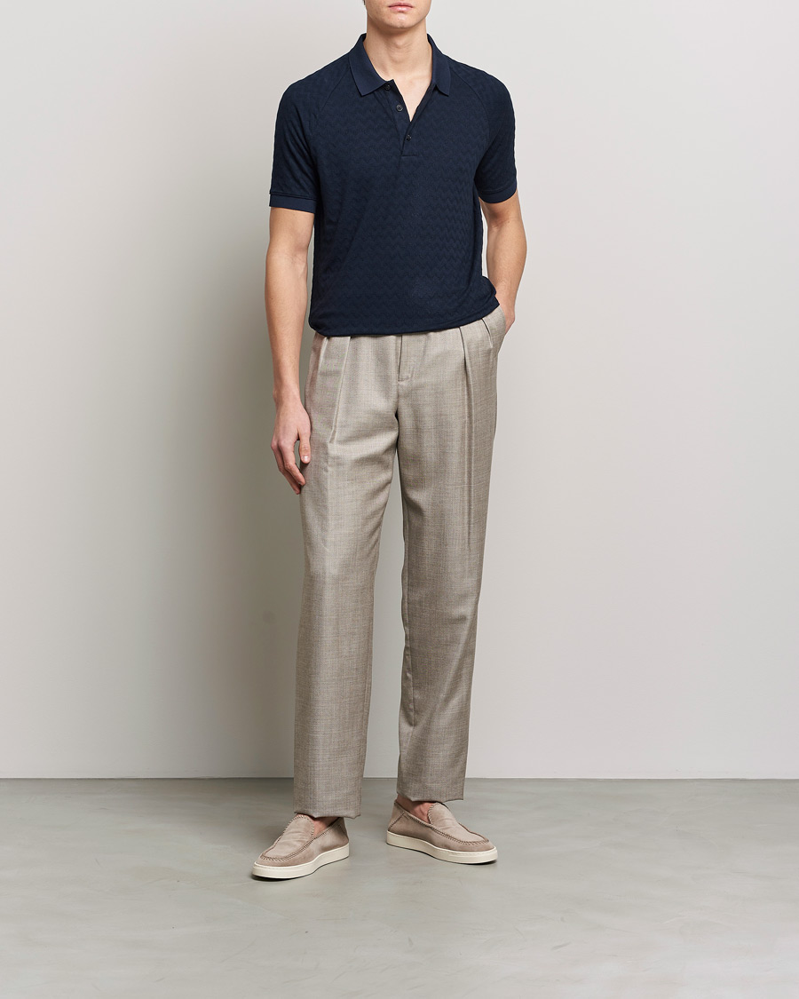 Men | Polo Shirts | Giorgio Armani | Jacquard Short Sleeve Polo Navy