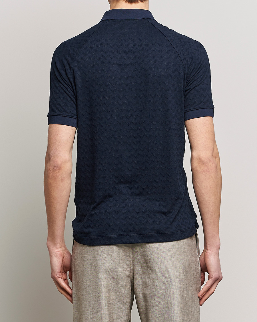 Men | Polo Shirts | Giorgio Armani | Jacquard Short Sleeve Polo Navy