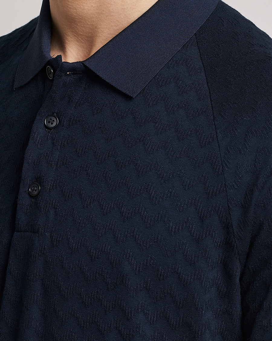Men | Polo Shirts | Giorgio Armani | Jacquard Short Sleeve Polo Navy