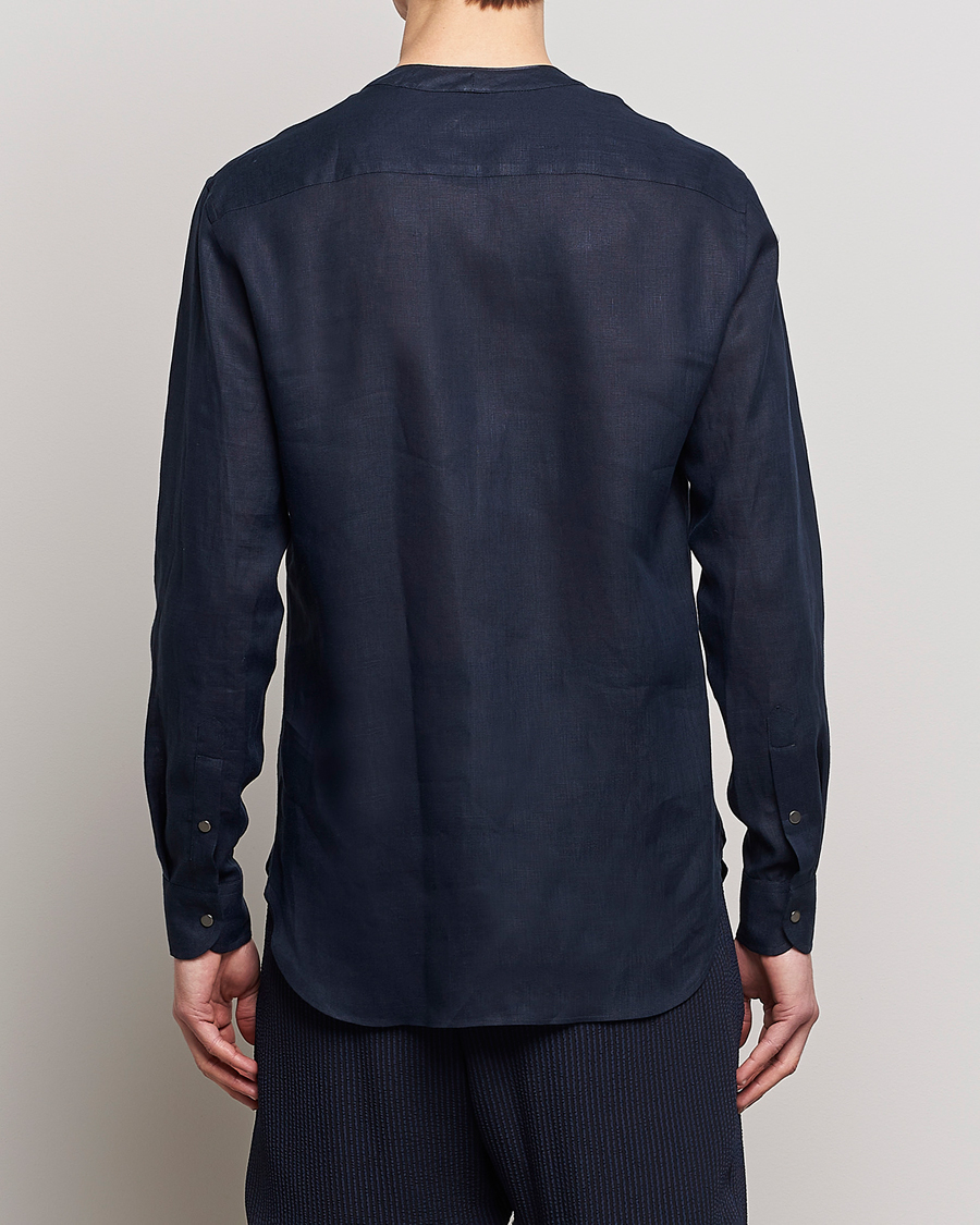 Men | Shirts | Giorgio Armani | Linen Guru Shirt Navy