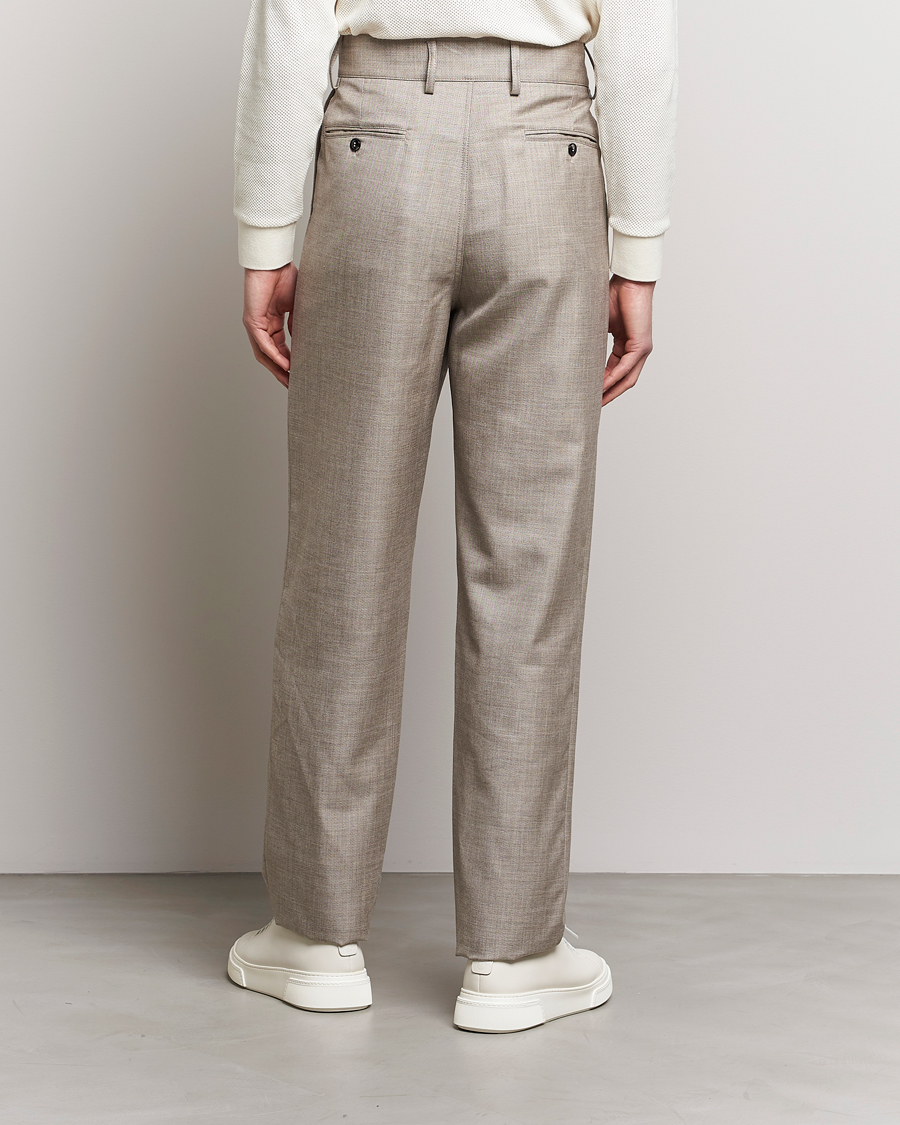 Men | Trousers | Giorgio Armani | Pleated Wool Trousers Light Grey