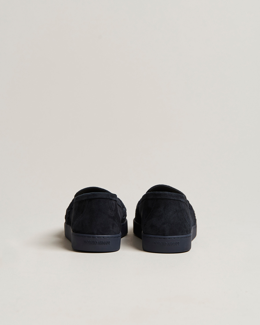 Men | Giorgio Armani Suede Intrecci Loafers Navy | Giorgio Armani | Suede Intrecci Loafers Navy