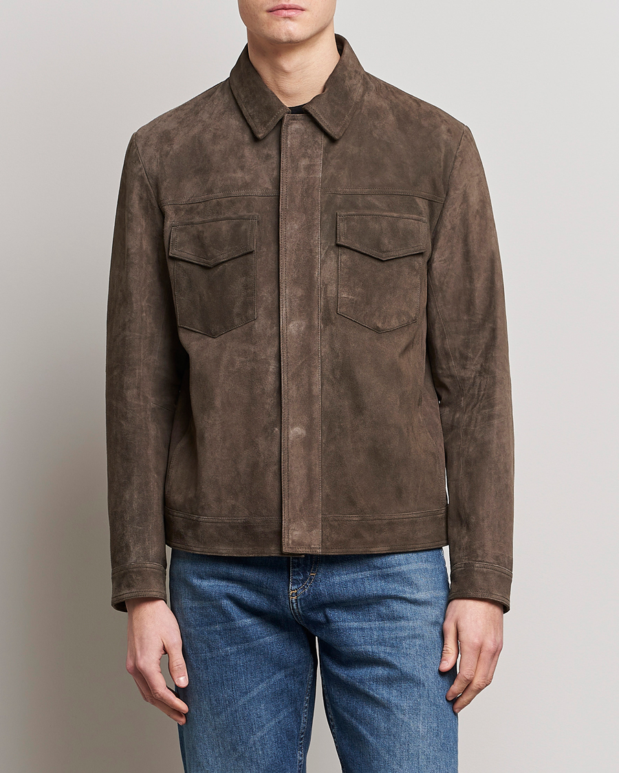 Men | Coats & Jackets | BOSS BLACK | Mucker Suede Jacket Dark Grey