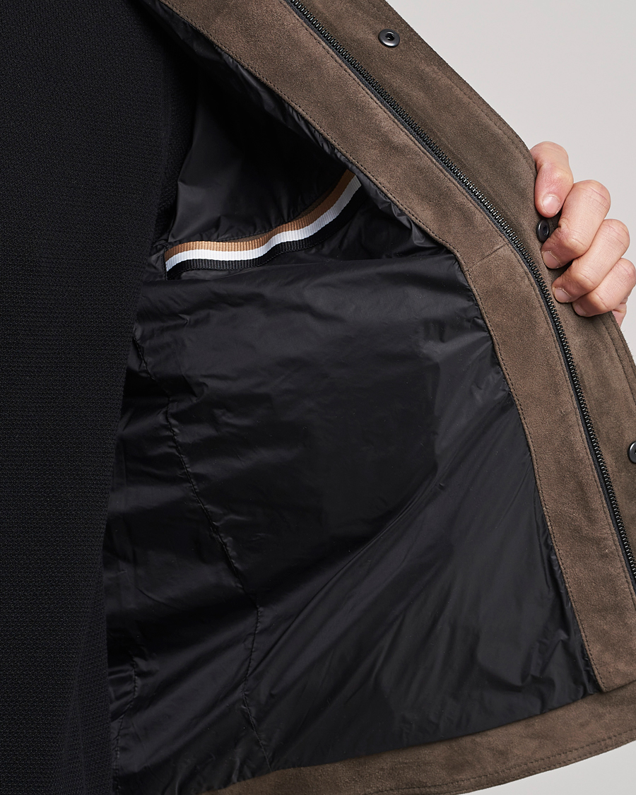 Men | Coats & Jackets | BOSS BLACK | Mucker Suede Jacket Dark Grey