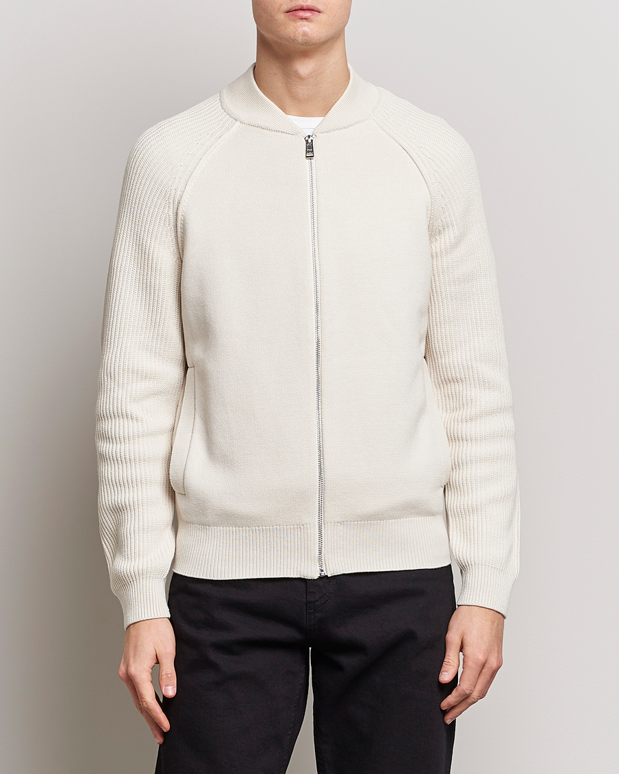 Men |  | BOSS | Grissino Structured Knitted Full-Zip Open White