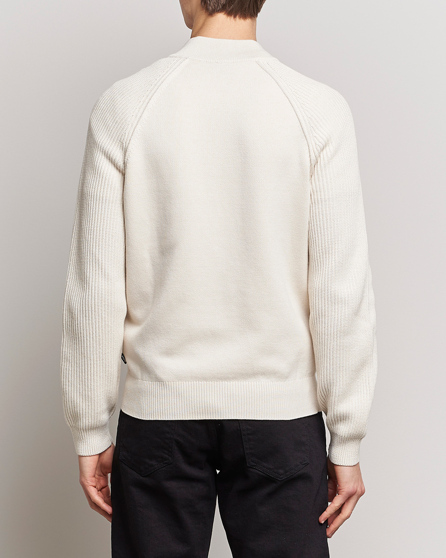 Men | Sweaters & Knitwear | BOSS BLACK | Grissino Structured Knitted Full-Zip Open White
