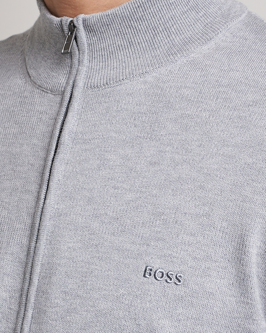 Men | Sweaters & Knitwear | BOSS BLACK | Palano Knitted Full-Zip Silver