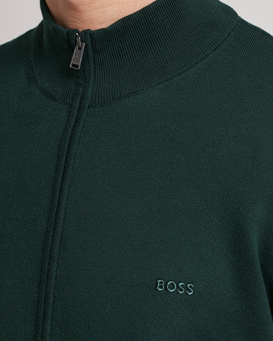Men | Sweaters & Knitwear | BOSS BLACK | Palano Knitted Full-Zip Open Green