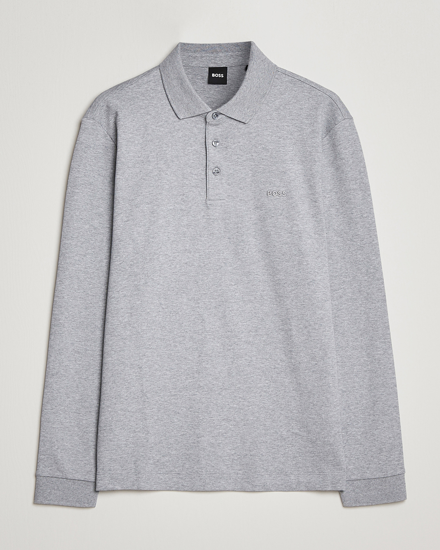 Men | Sweaters & Knitwear | BOSS BLACK | Pado Knitted Polo Shirt Silver