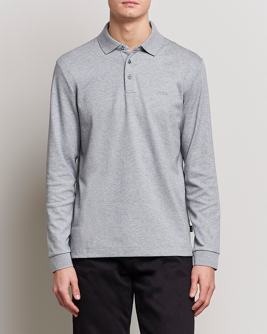 Men | Knitted Polo Shirts | BOSS BLACK | Pado Knitted Polo Shirt Silver