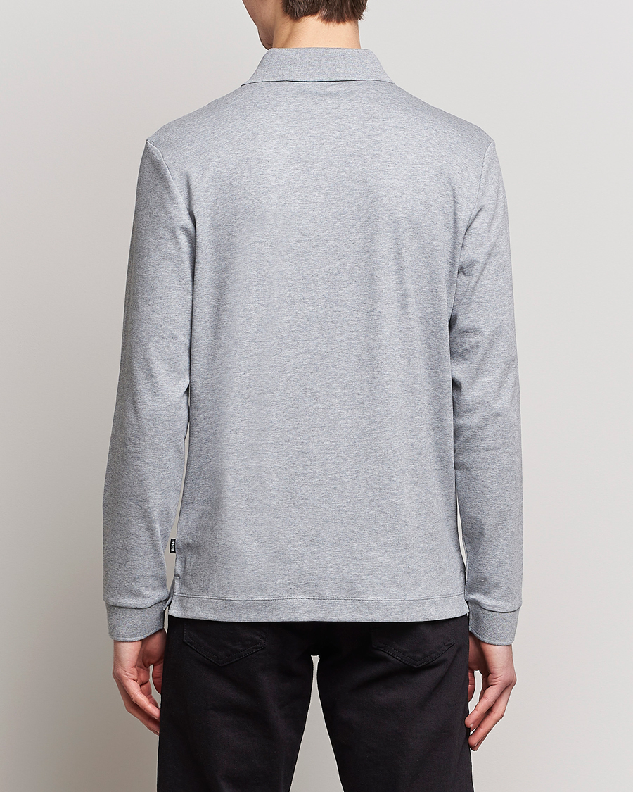 Men | Sweaters & Knitwear | BOSS BLACK | Pado Knitted Polo Shirt Silver