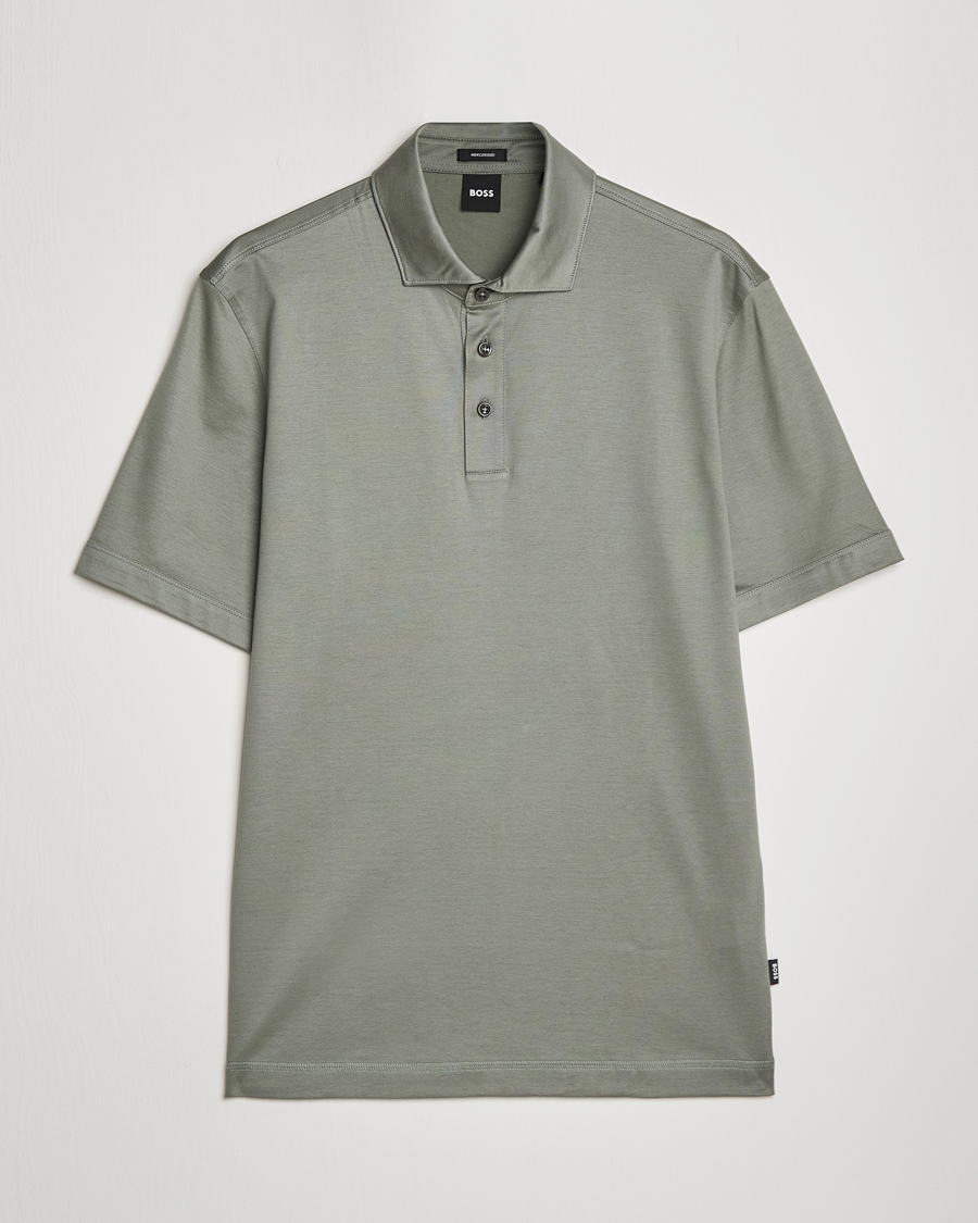 Men | Polo Shirts | BOSS BLACK | Press Cotton/Lyocell Polo Open Green